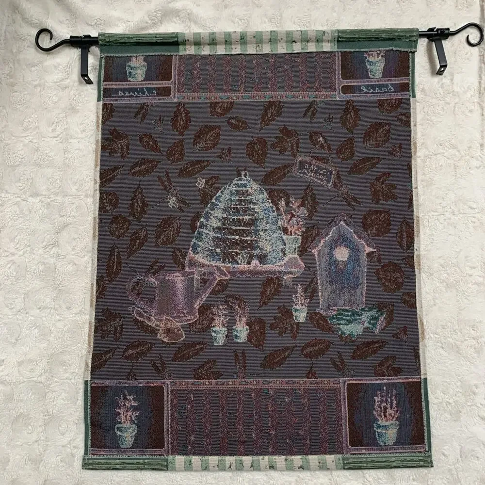 Pfaltzgraff Naturewood Beehive Garden Tapestry Wall Hanging Rod Iron Rod